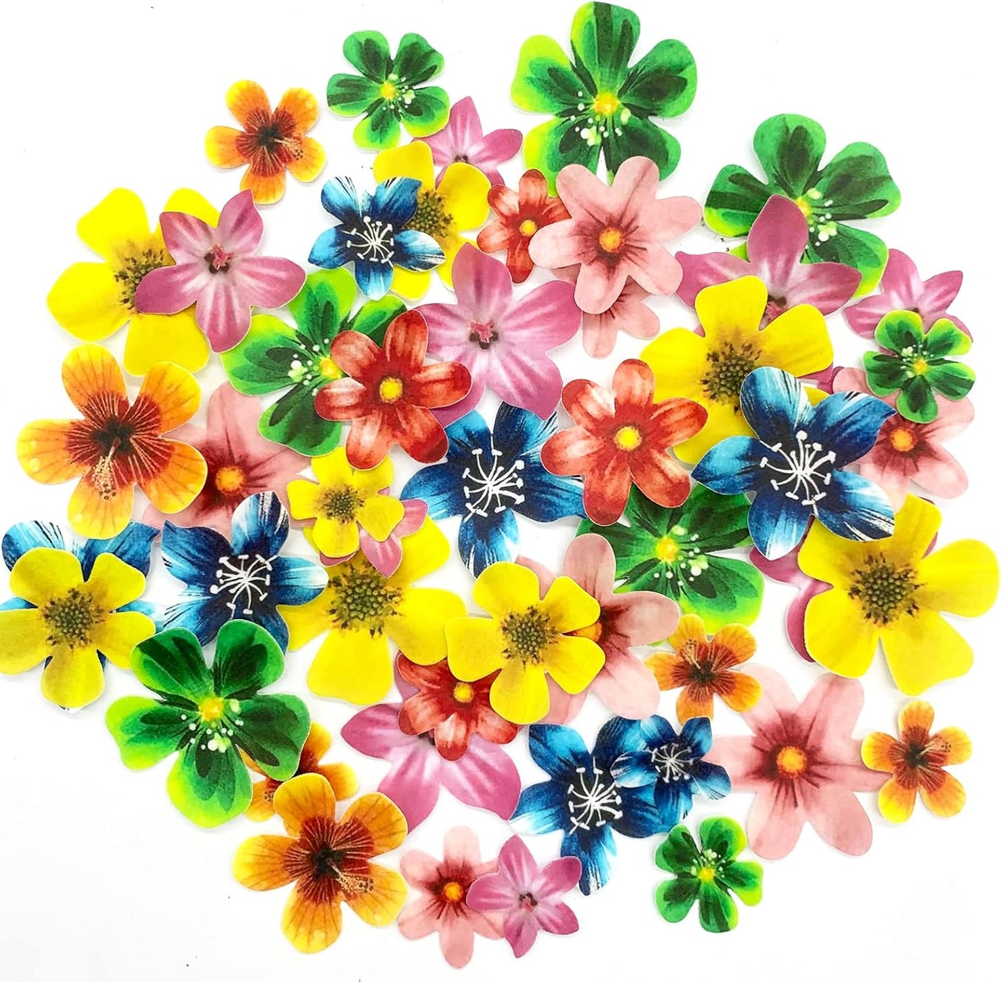 Weraru 58Pcs Edible Butterfly and Flowers Cake Topper Cupcake Toppers Wedding Themed Party Birthday Cake Decoration Mixed Size & Colour