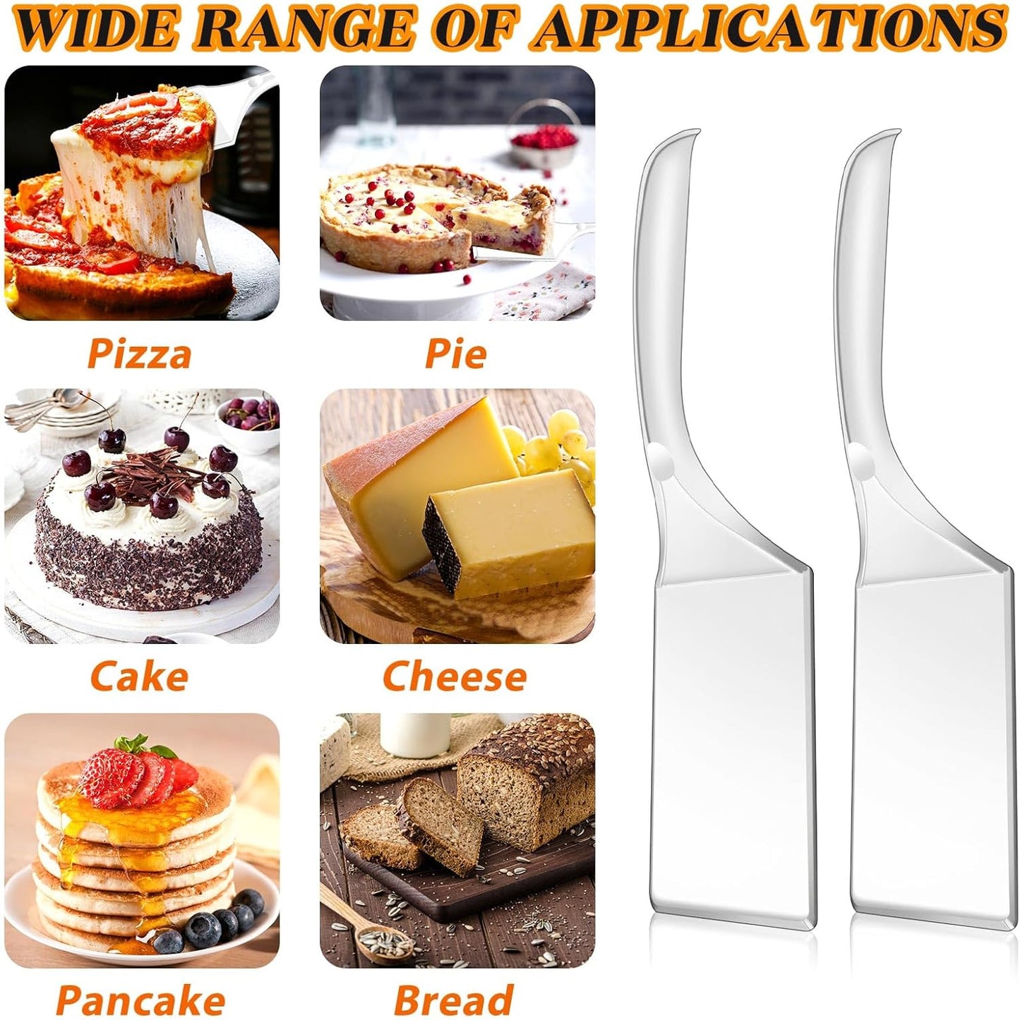 Patelai 20 Pcs Cake Server Set Disposable Plastic Serving Spatula Cutter Square and Triangle Servers Spatula Knives Pie Pizza Pastry Slicer Serving Utensils Clear for Kitchen Wedding