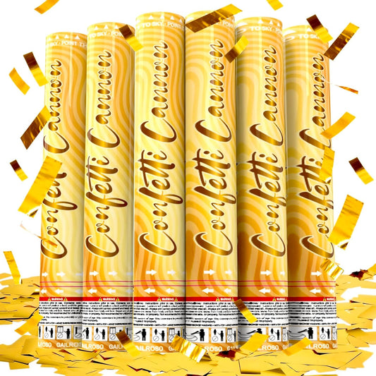Confetti Poppers, 6 Pack Biodegradable Confetti Cannon - 12 Inch Multicolor Party Poppers Shooters for New Year Birthday Wedding Christmas Graduation