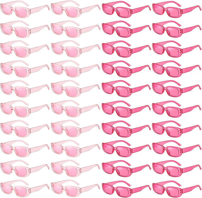 Pibupibu 40 Pack Rectangle Sunglasses Bulk 90s Retro Cool Party Sunglasses for Women Men Fun Glasses Set