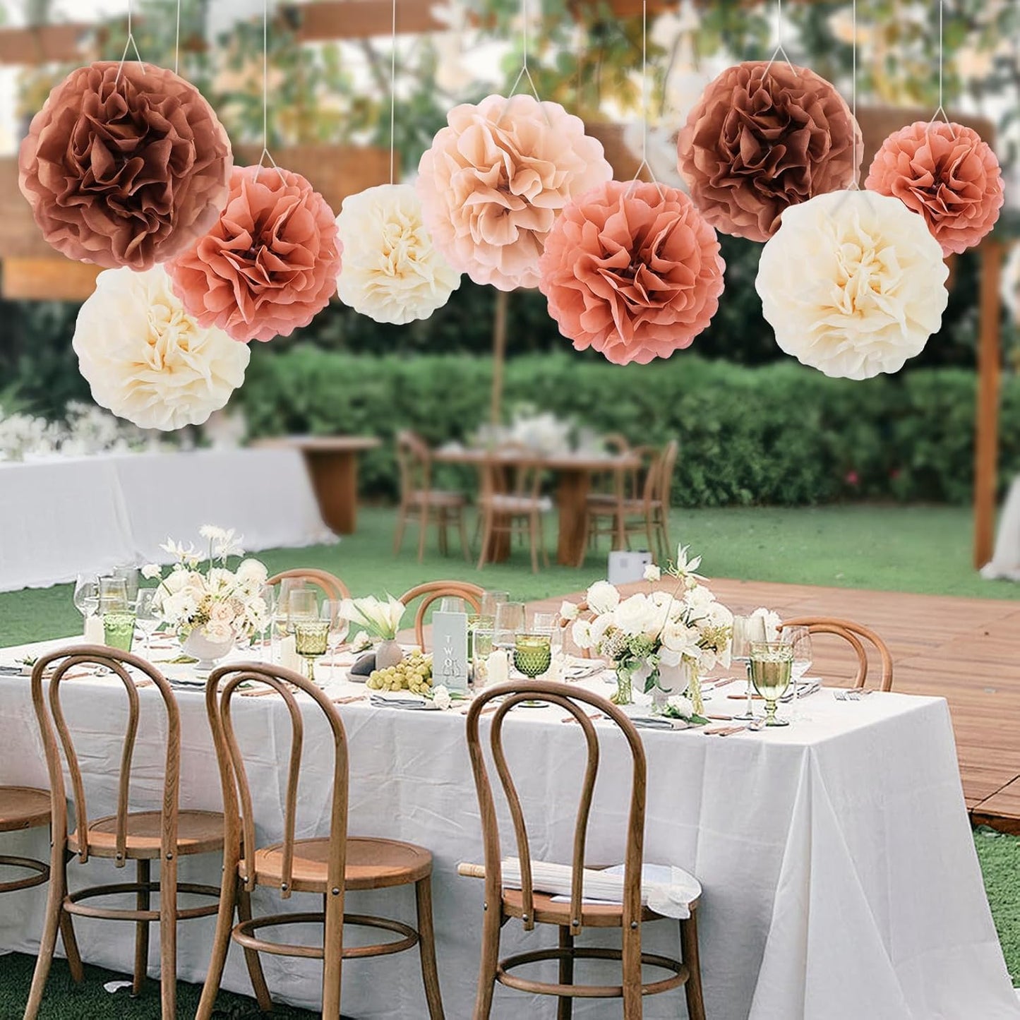 BEISHIDA Hot Pink Tissue Hanging Paper Flowers Ball Decorations Set for Mother's Day Birthday Valentine's Day Anniversary Bridal Baby Shower Wedding Backdrops Home Outdoor Party Supplies(13 Packs)