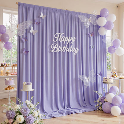 10ftx10ft Black Backdrop Curtains for Weddings Parties, Wrinkle Free 2 Panels Silky Polyester Photo Backdrop Drapes Back Drop Cloth Drapery for Birthday Mother'sDay Photography Background