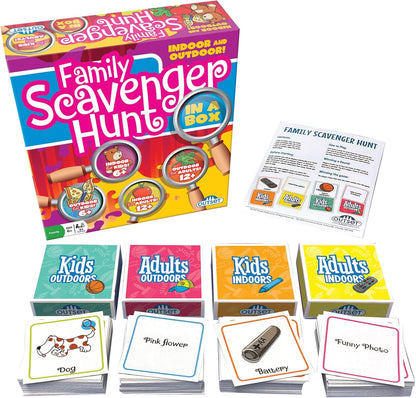 Family Scavenger Hunt in A Box - Updated Version, Outset Media, Indoor & Outdoor Game for Children & Families, Search for Objects On Your Cards, 2+ Players, Kids & Adults Ages 6+