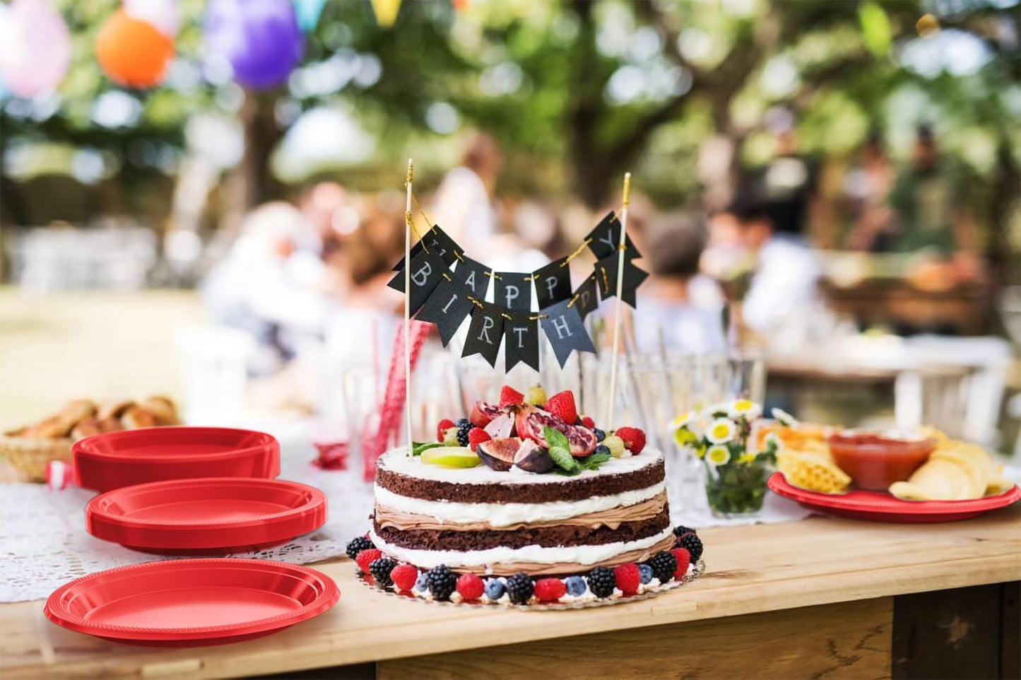 Party Solids Black Plastic Plates For Party 10" Black Disposable Plates For Party Supplies 100 Pcs Plastic Dinnerware Sets Heavy Duty 350 GSM Disposable Dinnerware Set