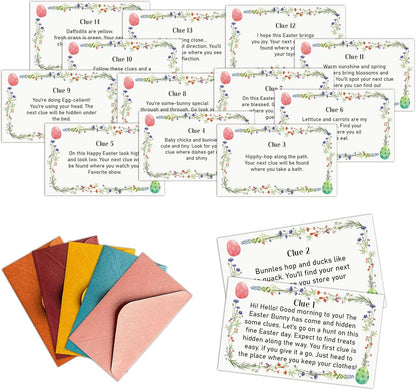 Easter Scavenger Hunt Game, Easter Games for Family Treasure Riddle Egg Hunt Cards Game Activities, Spring Floral Holiday Indoor Outdoor Party Games Supplies Gifts for Adults Friends, 01