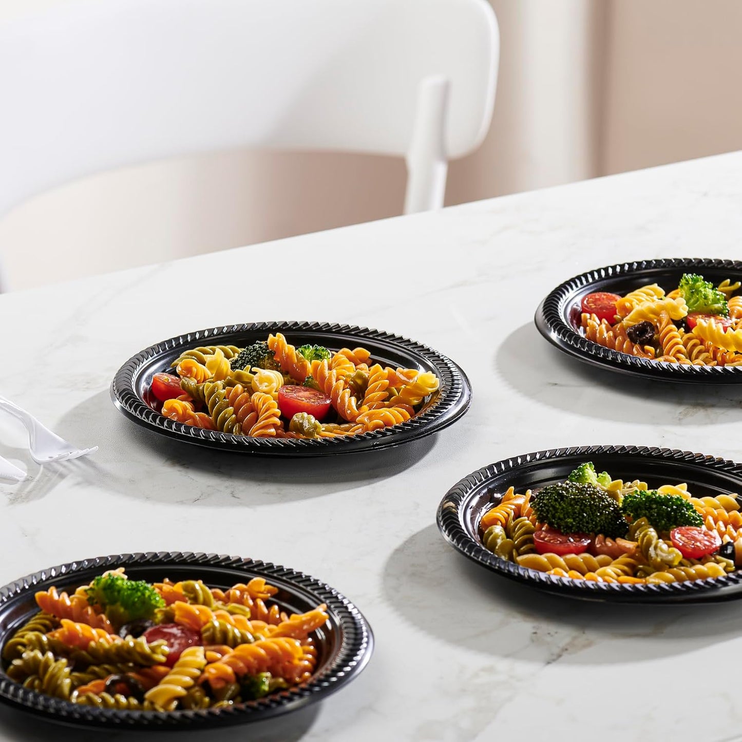 PLASTICPRO 100 PCS Black Plastic Bowls Light Weight 12 oz Plastic Soup Bowls Black Salad Plates Disposable for Party and Wedding