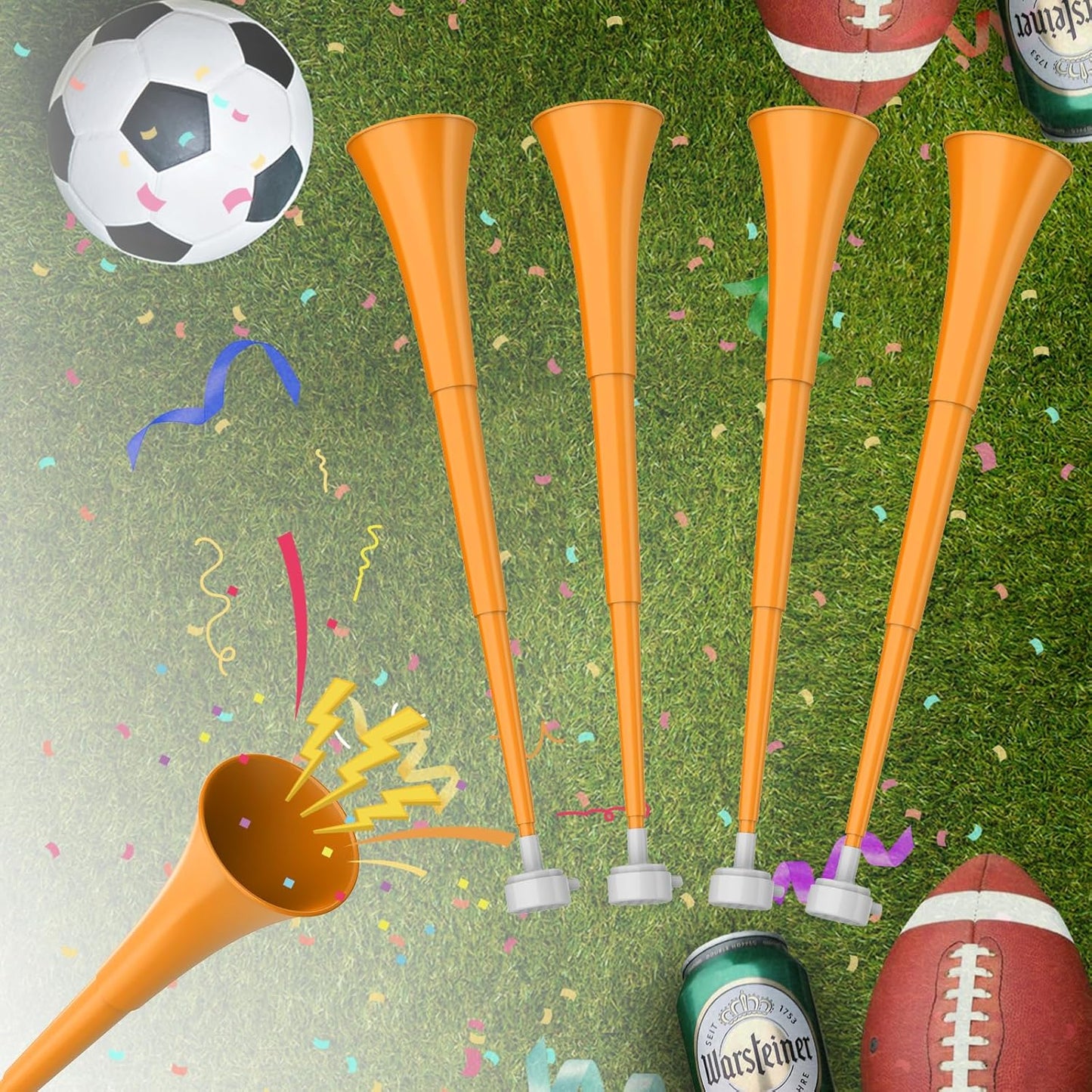 Collapsible Stadium Horn 24 Inch Vuvuzela Plastic Trumpet Blow Horns Noise makers for Sporting Events School Sports Football Games Party Supplies Favors Accessories (Black)