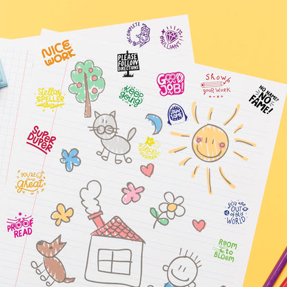 6 Self-Ink Flash Stamp Set, Multicolor Teacher Stamps for Classroom, Stamps for Teachers, Pre-Inked, Refillable Stamps (Celebration Set)