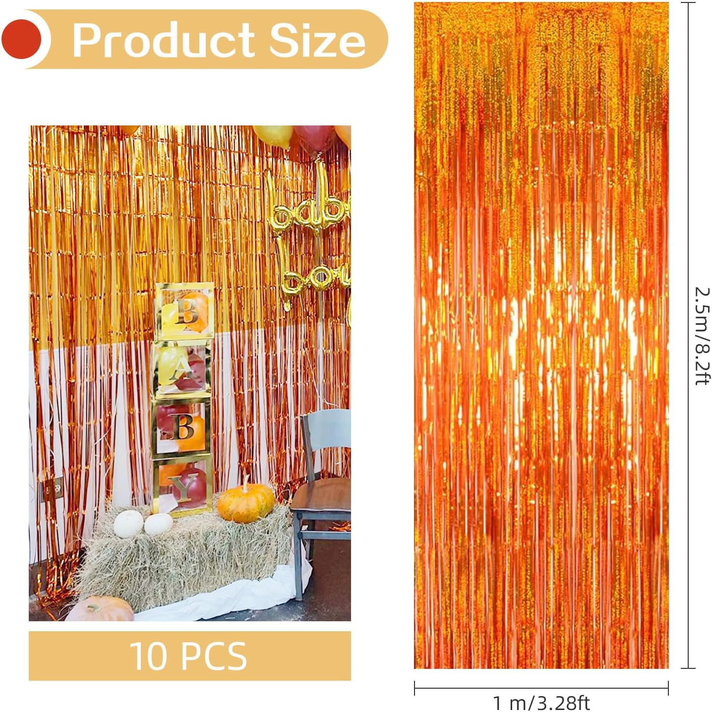 10 Pack Silver Backdrop Curtain 3.2ft x 8.2ft Metallic Tinsel Foil Fringe Curtains Photo Booth Background for Birthday Party Decoration Baby Shower Engagement Wedding Christmas Decoration (Silver)