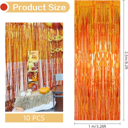 10 Pack Silver Backdrop Curtain 3.2ft x 8.2ft Metallic Tinsel Foil Fringe Curtains Photo Booth Background for Birthday Party Decoration Baby Shower Engagement Wedding Christmas Decoration (Silver)
