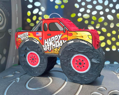 Jergrim Blue Monster Truck Piñata, Small 4 Piece Set, perfect for Kids Birthday Parties, Race Car Party Supplies fits piñata candy and party favors (17”X11”) Durable!