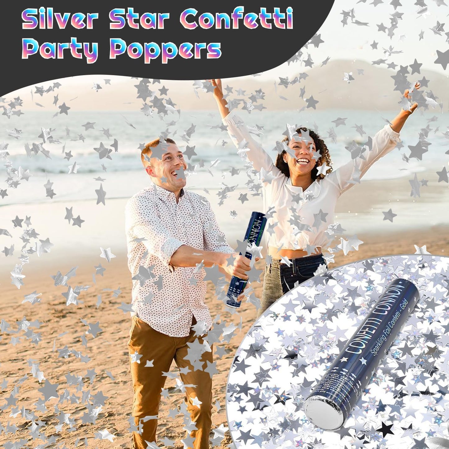 Confetti Poppers 12 Pack Confetti Cannon Black and Gold Party Confetti 12 inch Metallic Foil Golden Black Confetti Party Poppers Confetti Shooters for Birthday Wedding Graduation Christmas New Year