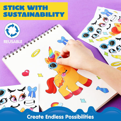 JOYIN 24 Sheets 9"x6" Make a face Stickers for Kids, Make Your Own Stickers with Unicorn, Dinosaur, Sea and Safari Animals, Party Favors Kids Crafts, Goodie Bags Stuffers Classroom Activities