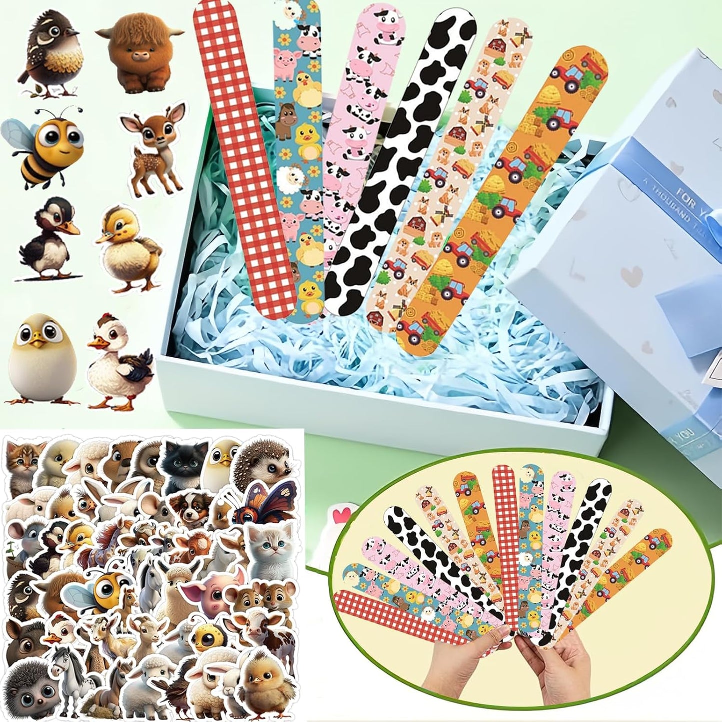 CZWXOXO 74Pcs Dinosaur Theme Party Favors Contain 24 Pcs Slap Bracelets 50Pcs Stickers, Dino Theme Birthday Party Decorations,Classroom Rewards Supplies.