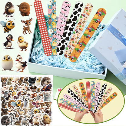 CZWXOXO 74Pcs Dinosaur Theme Party Favors Contain 24 Pcs Slap Bracelets 50Pcs Stickers, Dino Theme Birthday Party Decorations,Classroom Rewards Supplies.
