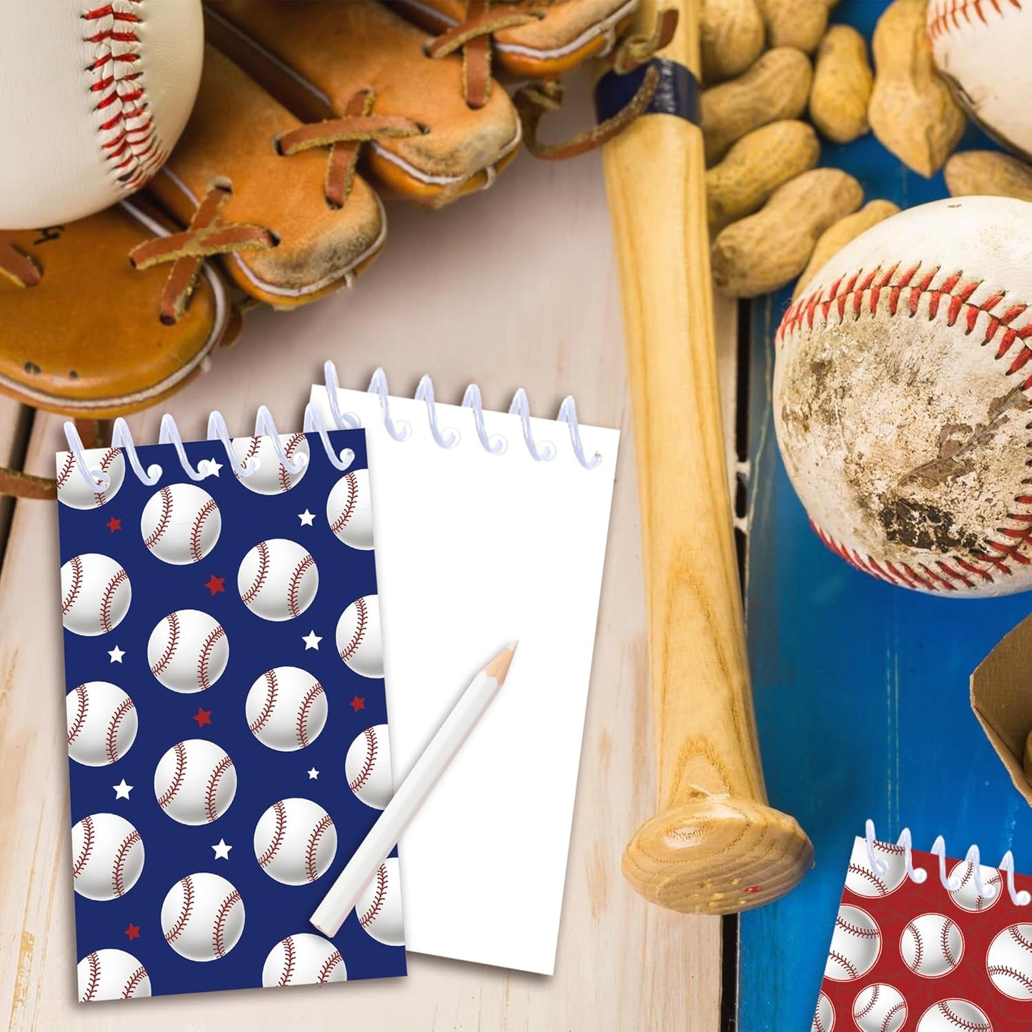 24 Pcs Mini Baseball Themed Notepads Sports Party Favors Sports Spiral Pocket Notepads Goodie Bag Stuffers Notepads Spiral Mini Notebooks for Teens Teacher Classroom Reward