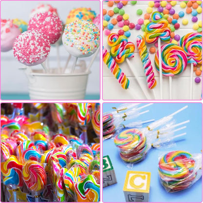 600Pcs Lollipop Stick - Cake Pop Sticks and Wrappers Kit Cake Pops Making Tools for Candy Chocolate Cookie Wrapping Include 200Pcs Cake Pop Sticks 200Pcs Cake Pop Bags and 200Pcs Twist Ties
