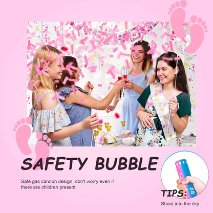 POPUPARTY Gender Reveal Confetti Cannon | No Powder Confetti Poppers | Ideal for Baby boy Gender Reveal Decoration (6 blue)