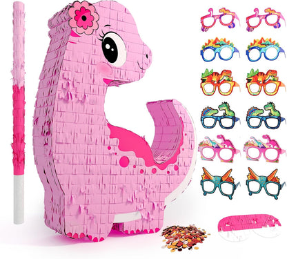Unicorn Piñata for Birthday Party Girl, Princess Party Piñata with Wood Stick, Blindfold & Confetti, Rainbow Unicorn Birthday Decoration (15.6"x12.6"x3.1")