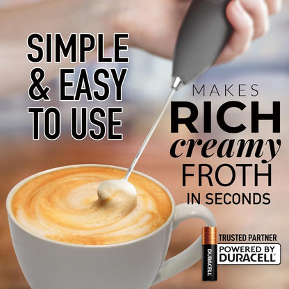 Zulay Kitchen Powerful Milk Frother AA Batteries Included – Ultra Fast Handheld Drink Mixer with Stainless Steel Whisk Stirrer for Coffee, Protein, Matcha & More, Frother Wand Electric Frothmate Black - Colors E