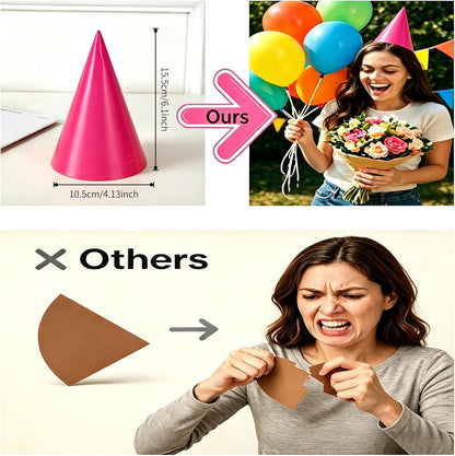 Pre-Assembled Pastel Party Hats for Kids, Birthday Party Hats for Adults