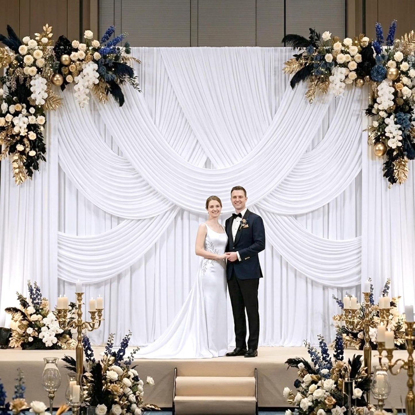 10ftx10ft Black Backdrop Curtains for Weddings Parties, Wrinkle Free 2 Panels Silky Polyester Photo Backdrop Drapes Back Drop Cloth Drapery for Birthday Mother'sDay Photography Background