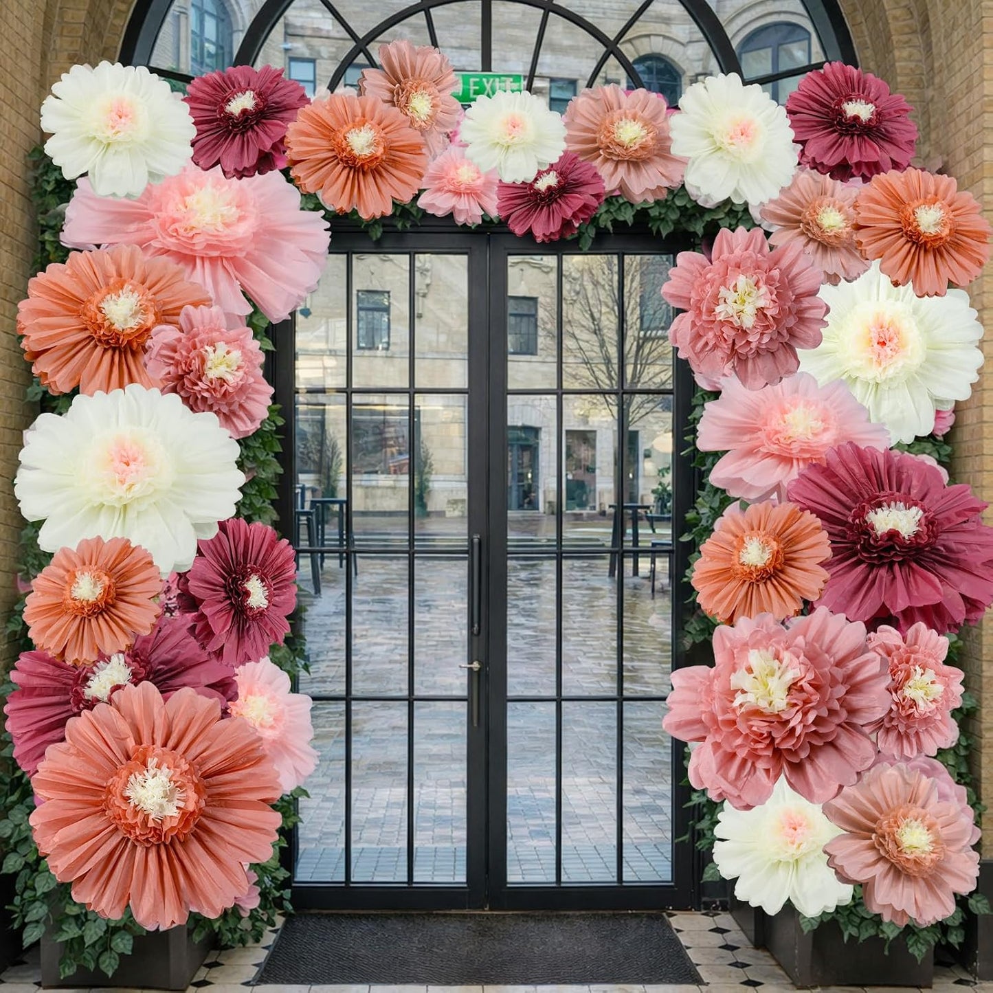 Giegxin 20 Pcs 31.5'', 23.6'', 11.8'', 9.8'' Pink Giant Paper Flower Boho Large Tissue Flower for Wall Pink Pom Pom Floral Decoration for Wall Wedding Bridal Shower Classroom Tea Party Birthday Decor