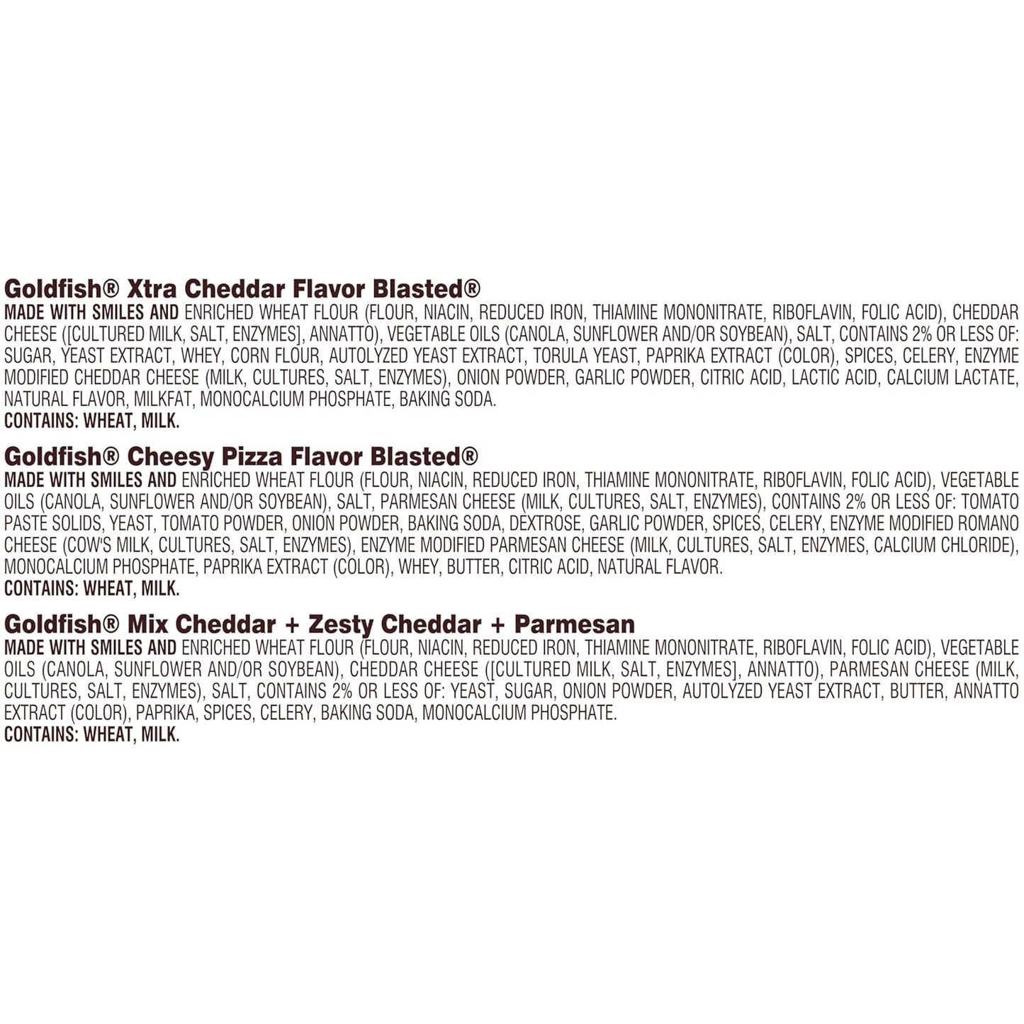 Goldfish Crackers Big Smiles Variety Pack with Cheddar, Colors, and Pretzels, Snack Packs, 30 Ct