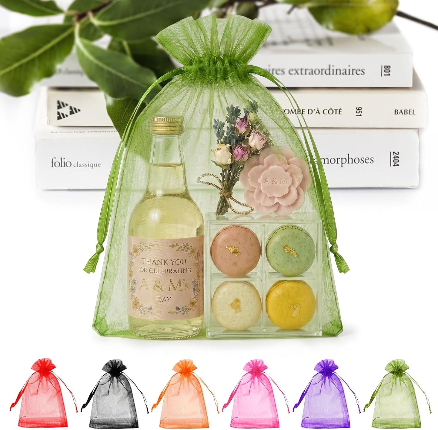 ANZNKU 50PCS Organza Bags 6x9 Large White Gift Bags for Candy Goodie Sachet Jewelry, Mesh Bag Drawstring Sheer Packaging Pouches for Wedding Favors Mother's Day Birthday Party Baby & Bridal Shower