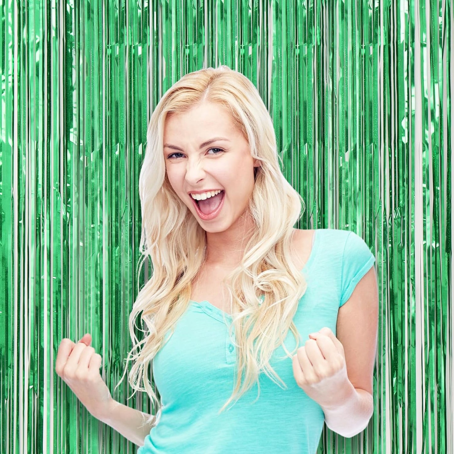 Voircoloria 3 Pack 3.3x8.2 Feet Gold Foil Fringe Backdrop Curtains, Tinsel Streamers, Fringe Backdrop for 2025 New Years Eve, Graduation, Birthday, Baby Shower, Gender Reveal, Disco Party - Colors A