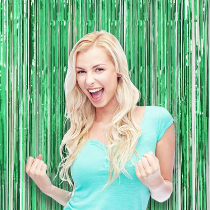 Voircoloria 3 Pack 3.3x8.2 Feet Gold Foil Fringe Backdrop Curtains, Tinsel Streamers, Fringe Backdrop for 2025 New Years Eve, Graduation, Birthday, Baby Shower, Gender Reveal, Disco Party - Colors A