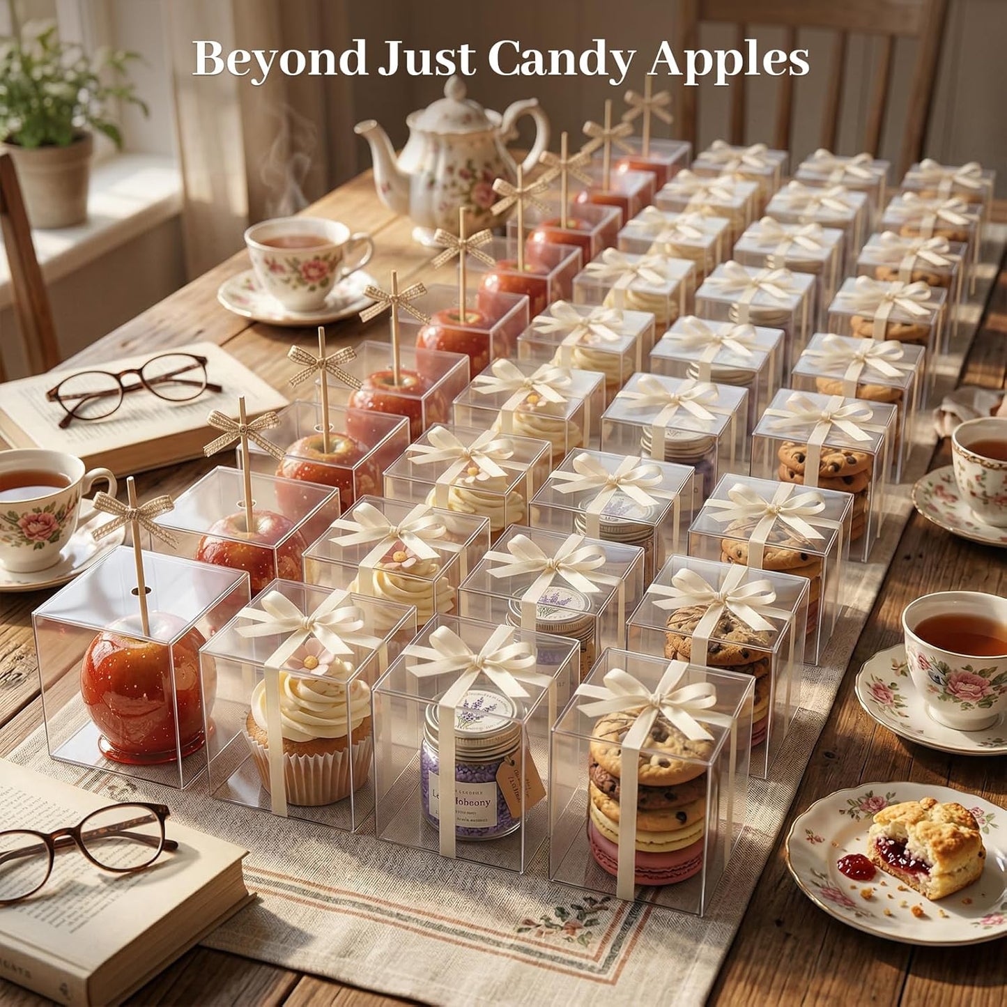 VGOODALL 100 Pcs Clear Favor Boxes, 2x2x2 Inch Small Transparent Cube Gift Boxes for Candy, Macarons, Jewelry, Wedding, Birthday, Baby Shower Party Favors