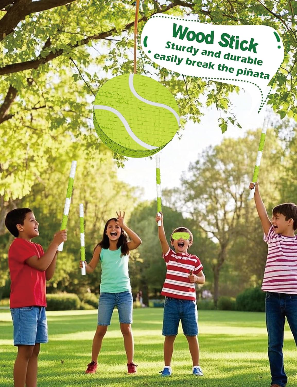 Soccer Piñata – Includes Wooden Stick, Blindfold, and Confetti – 13"x13"x3" – Perfect for Sports Party Decorations and Soccer Pinatas for Birthday Party