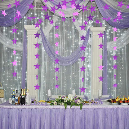 Spakon 65 Feet Glitter Star Paper Garland Banner Hanging Decoration Star Streamers Double Side 2026 Graduation Decorations for Wedding Birthday Festival New Year Party Decoration (Gold)
