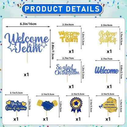 Gold Glitter Welcome To The Team Banner and Hanging Swirls, Welcome Banner, Welcome Sign, Welcome Decorations for New Employee Coworker Teacher Colleague Staff Team Member Office Party