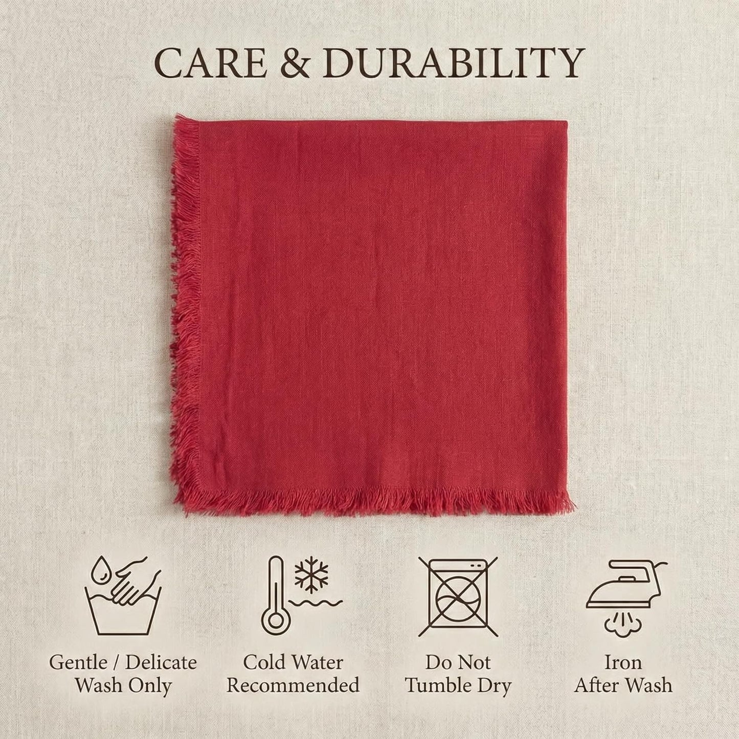 ACCENTHOME Natural Cotton Linen Napkin Set of 12 18x18 inch Dinner Napkins - Washable Soft Premium Hotel Quality Reusable Hemmed Edges Napkins Perfect Table Linens for Family Dinners, Weddings