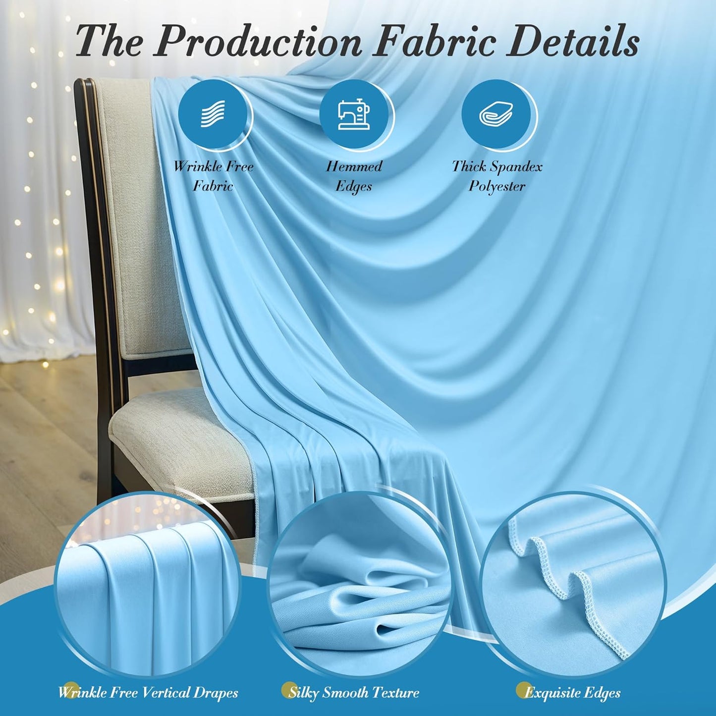 10 ft x 10 ft Wrinkle Free White Backdrop Curtains for Wedding Parties, Polyester Photography Backdrop Drapes for Birthday Parties Stage Backdrop Stand, 2 Panels 5x10FT Background Curtains