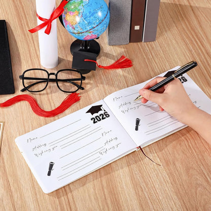 Frienda 2026 Graduation Guest Book Leather Guest Sign in Book with Pen Graduation Party Favors Congratulation Graduates Signature Books(Class of 2026,Black, Gold)