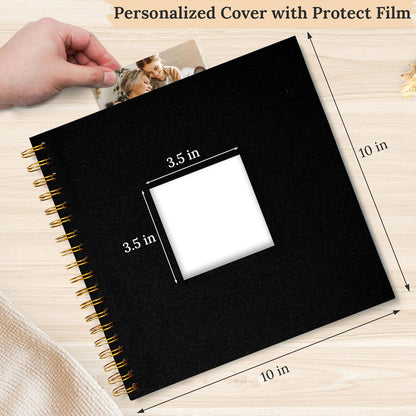 8 x 8 Inch Scrapbook Photo Album Linen Cover 20 Sheets/ 40 Pages, Hardcover Kraft White Pages Memory Book, for Travel Wedding Guest Book Christmas Baby Shower Fits 4x6 & Instant Photos, Beige