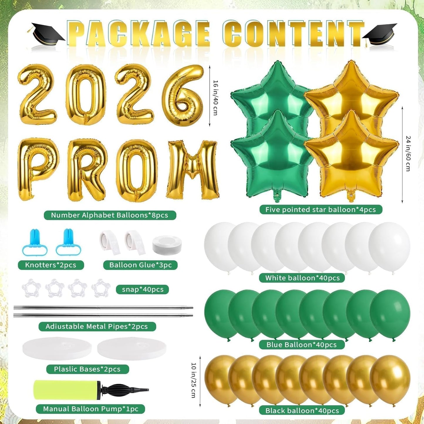 2 Sets Graduation Balloon Column Stand Kits with Balloons 2026 Grad Themed Decoration Navy Blue Balloon Tower Stand Kit for Grad High School & College Celebration Party Decor
