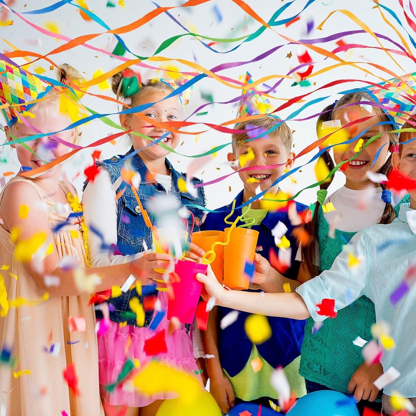 12 pcs Confetti Popper Hand Throw Streamers, No Mess Colorful Streamer Poppers, for Baby Shower, Party Celebrations, Wedding, Birthday (White)