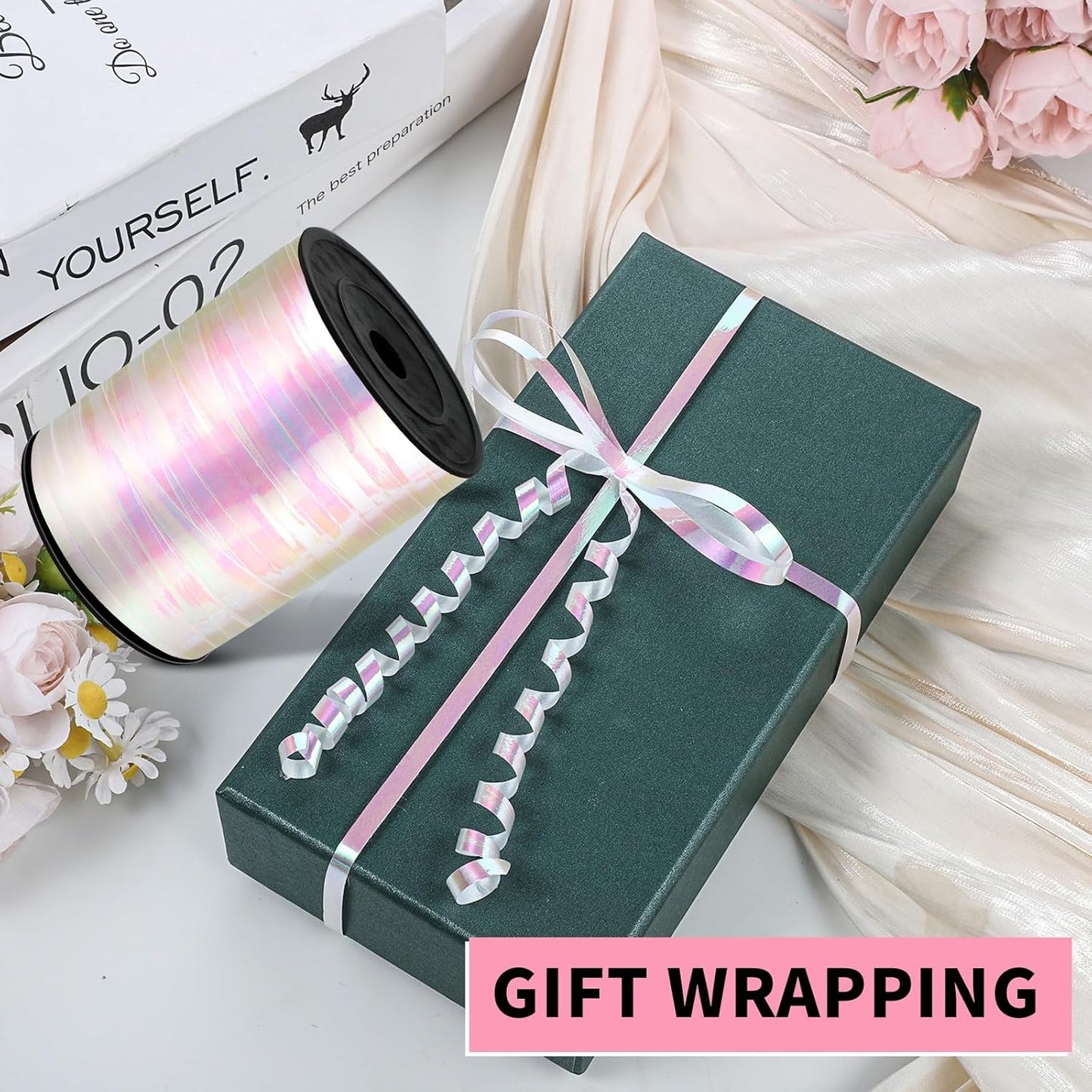 woric 600 Yards Gold Curling Ribbon 1/5 Inch Balloon String Ribbon Metallic Gold Ribbons for Mothers Day Balloon Gift Wrapping Art Crafts Wedding Party Decorations