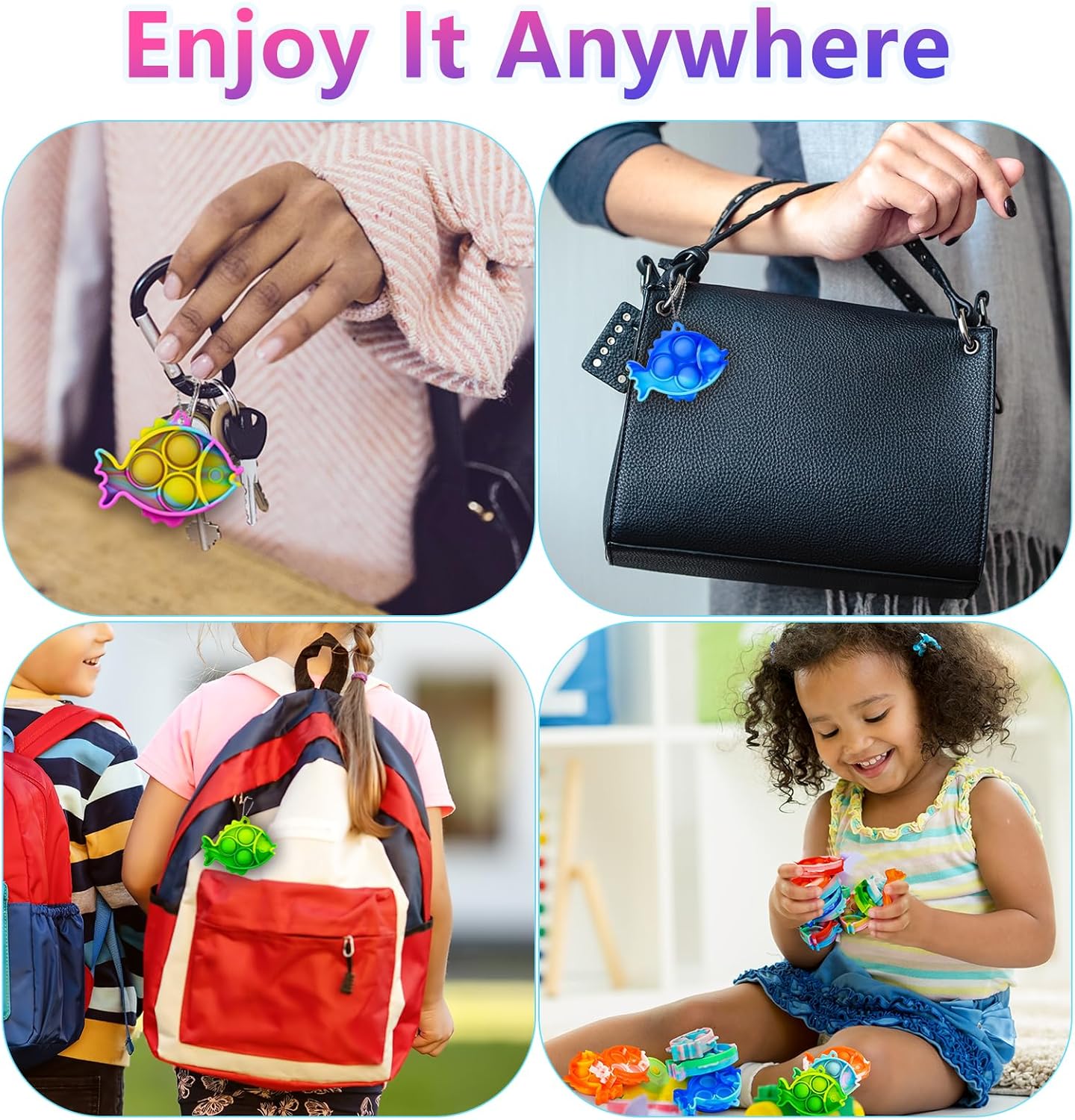 Pop Fidget Toys Bulk Its Party Favors for Kids 4-8 8-12 30 Pack Mini Pop Keychain It Small Fidgets for Classroom Prizes School End of Year Student Gifts from Teacher Birthday Goodie Bag Stuffers