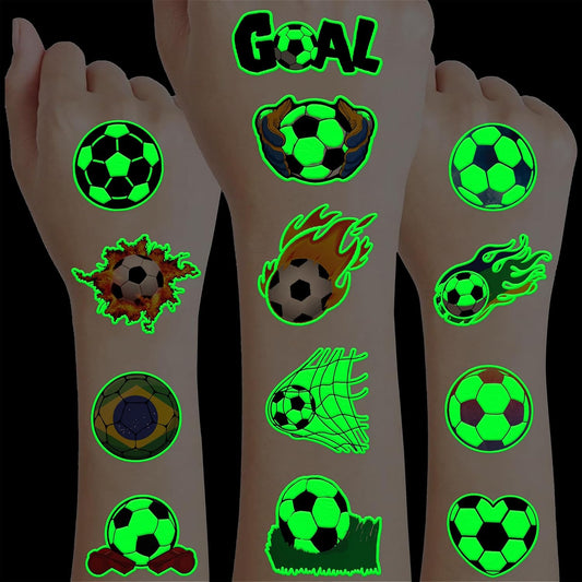 96 PCS Soccer Ball Pre-Cut Temporary Tattoos Themed Birthday Party Decorations Favors Supplies Decor Europa World Cup Football Sports Player Tattoo Stickers Gifts For Game Boys Girls Class (Normal)