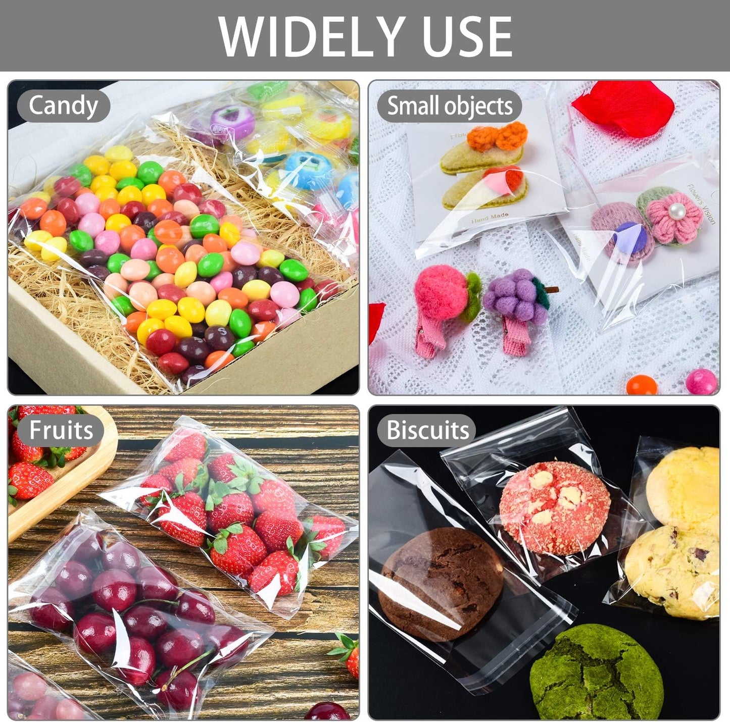350 Pcs 4x6" Clear Cookie Treat Bags, Self-Sealing Resealable Cellophane Dessert Wrapper - Perfect for Gift Giving & Party Favors