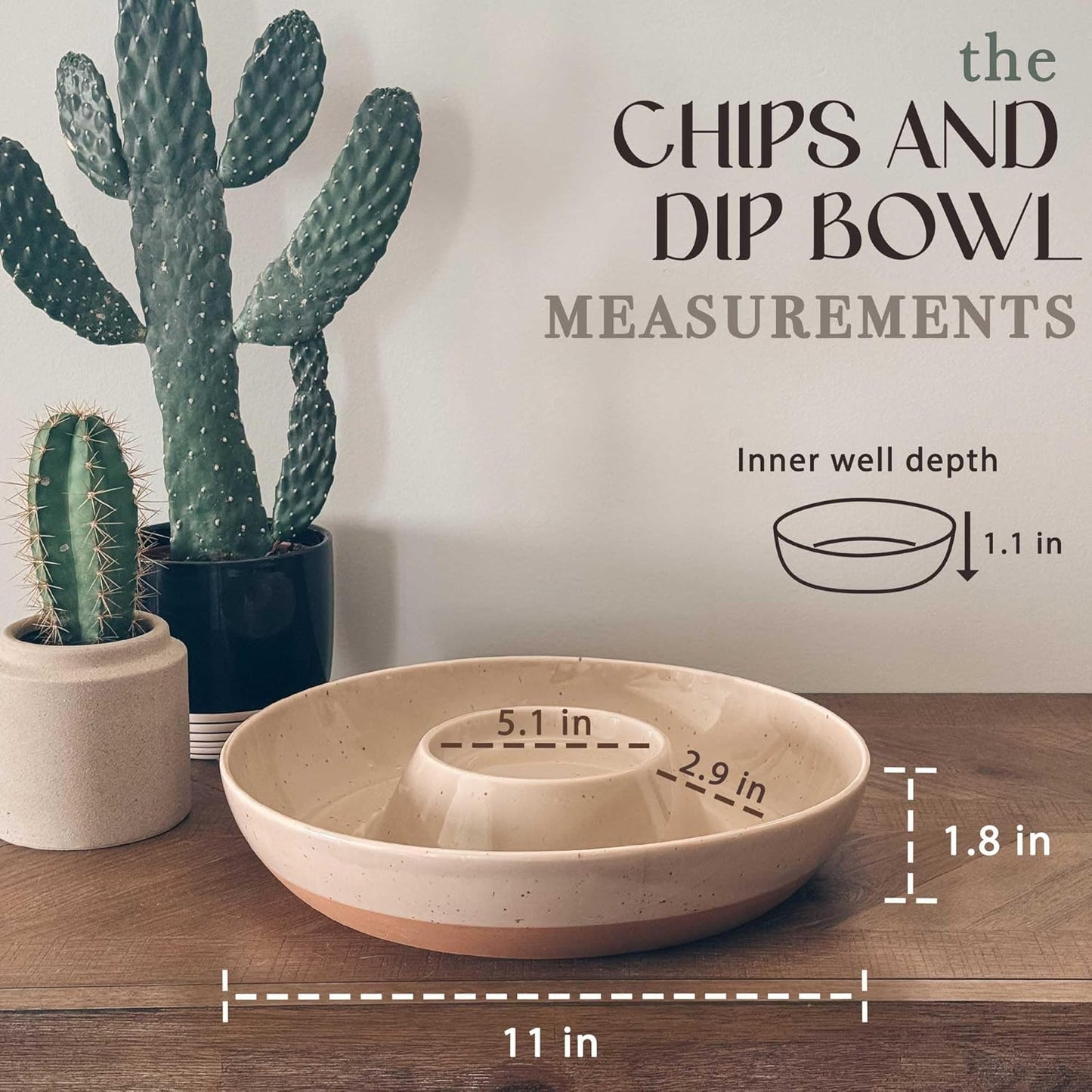 Mora Ceramic Chips and Dip Serving Tray: Large Divided Party Bowl Set for Chips & Salsa, Veggies & Dip, Fruit, Snacks, Entertaining, Hosting, etc. Minimalist Design for the Modern Hostess - White