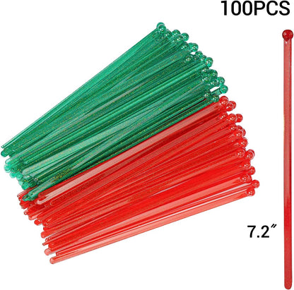 hapray 100-PCS 5 Colol Plastic Swizzle Sticks, Crystal Cake Pops, Cocktail Coffee Drink Stirrers, Stir Sticks, 7.24 Inch (Pink, Yellow, Blue, Purple, Green)