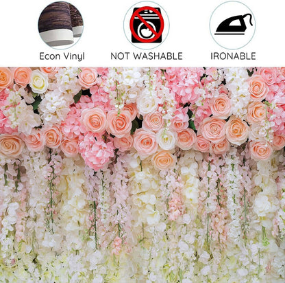 10x8ft Country Wedding Photography Backdrop Rustic Barn Door Photography Backdrop Farmhouse Pink Flower Cabin Wooden Birthday Baby Shower Wedding Bridal Party Banner Photo Booth Props Background