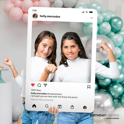 SPEEDYORDERS Social Media Photo Booth Prop - Custom Instagram Photo Booth Frame - Customized Insta Giant Selfie Frame - IG Frame For Fun Social Media Posts