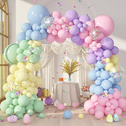 Amandir 153pcs Pink Purple Balloon Garland Arch Kit, Different Sizes 18 12 10 5 inch Pink Purple Red Latex Metallic Confetti Purple Balloons for Girl Women Birthday Bridal Baby Shower Party Decoration